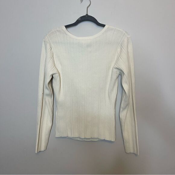 FRAME LAYERED WRAP TWIST FRONT LONG SLEEVE TOP SWEATER NWT LARGE - Picture 4 of 9